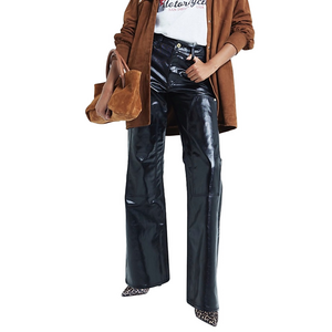 River Island Black Relaxed Straight Coated Faux Leather Jeans Size 10 NWOT